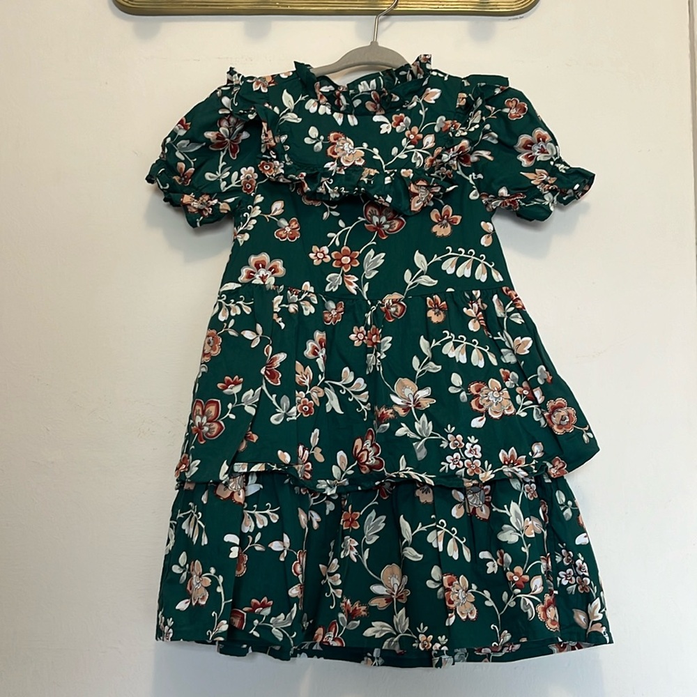 Green floral layered dress